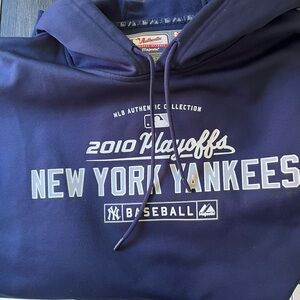 Majestic Navy New York Yankees 2010 Playoffs Hoodie Therma Base Men’s XL
